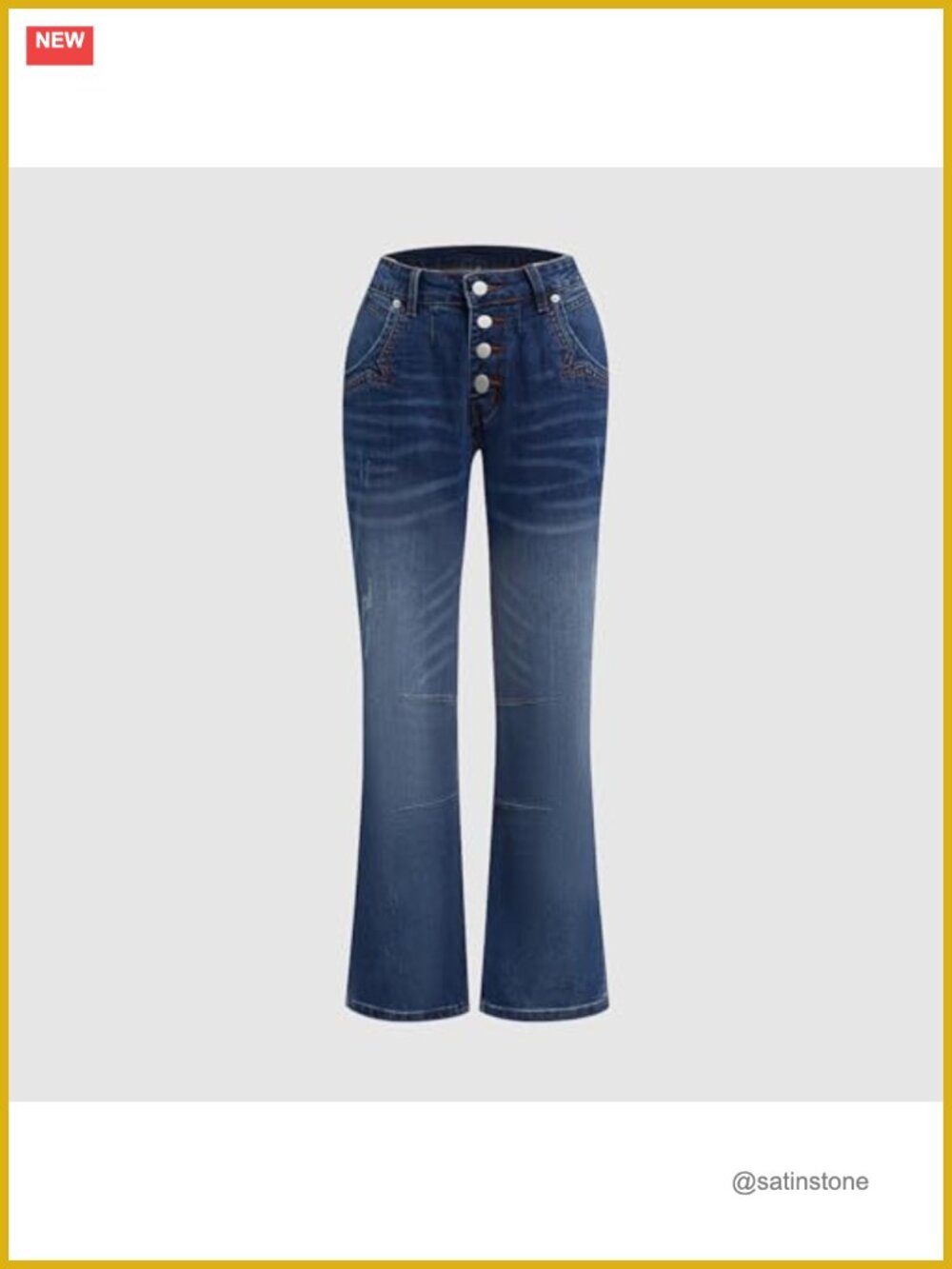 Straight Leg Jeans for Women Mid Rise Stretchy Casual Button Fly - Picture 4 of 6